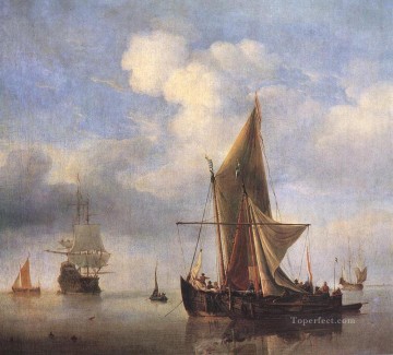  barco pintura - Mar tranquilo marino Willem van de Velde el joven barco paisaje marino